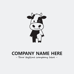 Cow illustration black and white for logo company vector image
