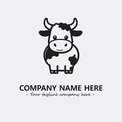 Cow illustration black and white for logo company vector image
