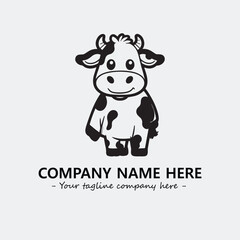 Cow illustration black and white for logo company vector image
