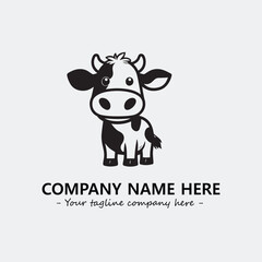 Cow illustration black and white for logo company vector image
