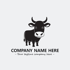 Cow illustration black and white for logo company vector image
