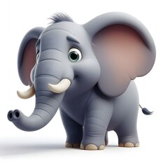 Obraz premium 3d cute animation style of a elephant on white background