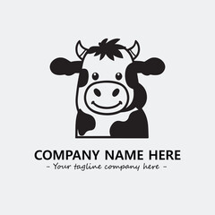 Cow illustration black and white for logo company vector image
