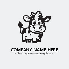 Cow illustration black and white for logo company vector image
