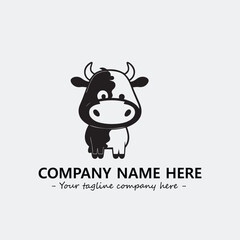 Cow illustration black and white for logo company vector image
