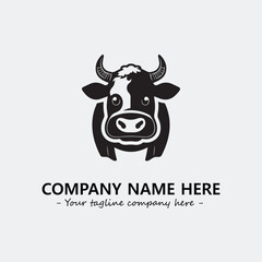 Cow illustration black and white for logo company vector image
