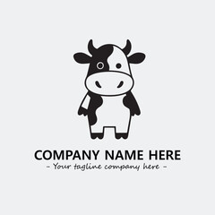 Cow illustration black and white for logo company vector image

