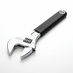 Obraz premium Adjustable Wrench Tool Close-up on White Background for Construction and Repair