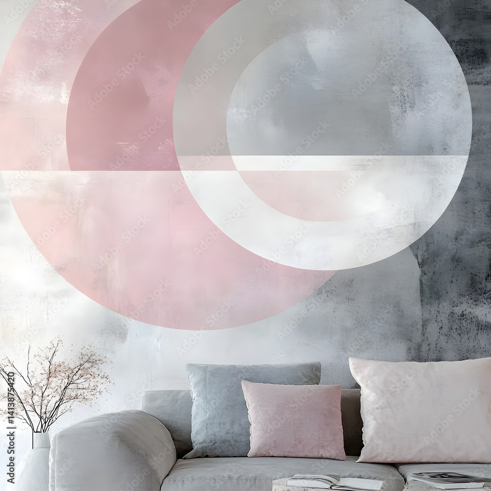 Aufkleber creating soft pastel circular patterns art studio digital artwork serene environment close-up view a