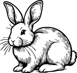 rabbit ink sketch vector illustration for coloring book