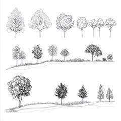 Fototapeta premium set of vector trees
