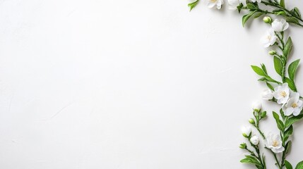 Delicate white flowers arranged in a circle on a light background