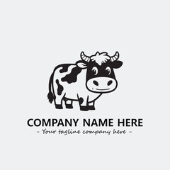 Cow illustration black and white for logo company vector image
