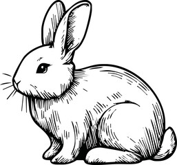 rabbit ink sketch vector illustration for coloring book