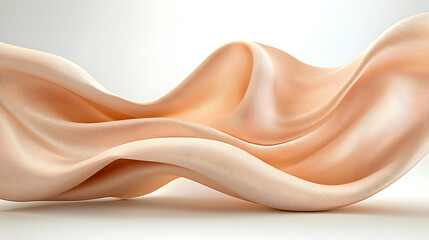 Fototapeta premium Abstract Peach Fabric Flowing Dynamically on White Background