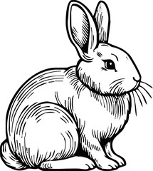 rabbit ink sketch vector illustration for coloring book