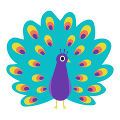 Colorful Cartoon Peacock Illustration