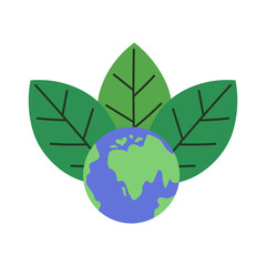 Earth Surrounded by Green Leaves Illustration