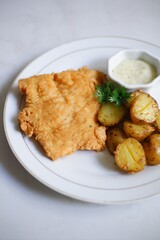 Fish and chips with tar tar sauce 