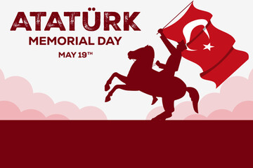 ataturk memorial day background illustration in flat style