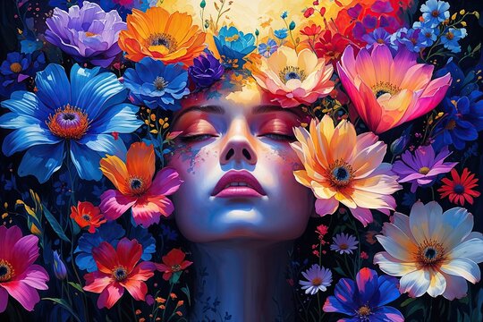 Emotionally Captivating Vivid Abstract Flower Tapestry Artwork Inspired by Nature