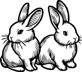 rabbit ink sketch vector illustration for coloring book