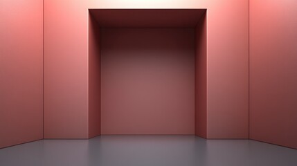 Empty, red room, geometric, minimalist, modern interior