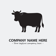 Cow illustration black and white for logo company vector image

