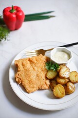 Fish and chips with tar tar sauce 