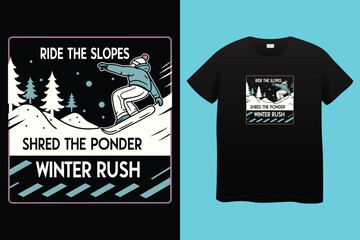 Ski winter sport vintage typography t shirt design with glasses and skier silhouette	