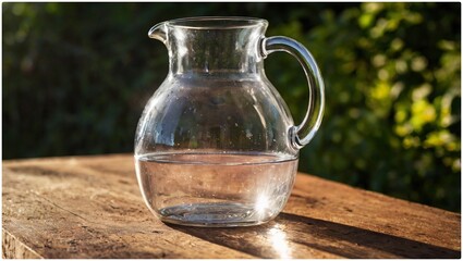 bottle of water on wooden table