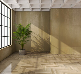 Large luxury modern bright interiors Living room mockup illustration 3D rendering image