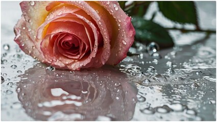 red rose with water drops