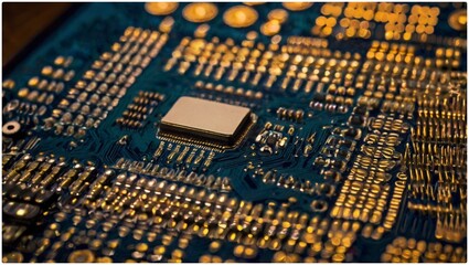 close up of computer circuit board