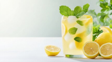 Fototapeta premium Refreshing Iced Lemonade with Mint