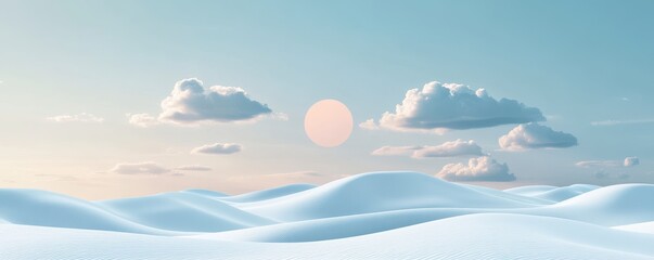 Serene Winter Landscape Pastel Sky Snowy Hills Minimalist Scene