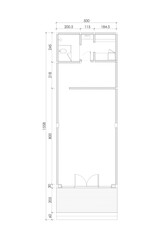 2 dimension floor plan design of store 60 meters squares, line black isolated on white background. Set 1