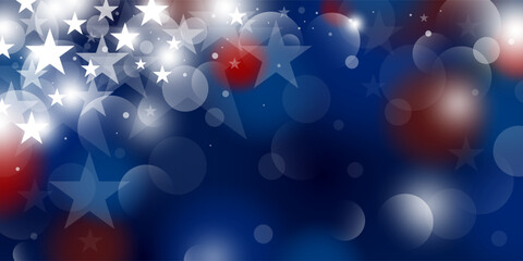 Abstract USA banner of star with bokeh lights on blue background 4th of july Independence day Vector illustration © ArtBackground