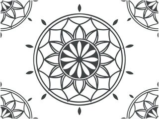 Fototapeta premium Black and White Mandala Pattern Design with Floral Geometry. mandala, floral, pattern, geometric, circular, abstract, symmetry, decorative, design