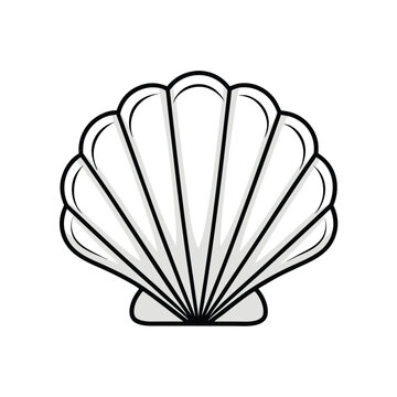 Scallop shell Vector art and illustration, Scallop silhouette