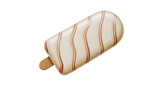 Creamy Popsicle with Wavy Chocolate Swirls on Transparent Background