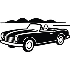 Vintage Convertible With Top Down Parked By Beach