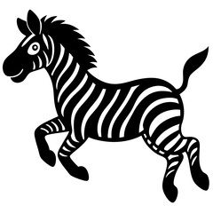 Fototapeta premium Cartoon zebra running silhouette vector art