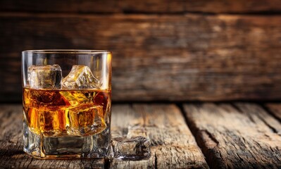 Whiskey on the Rocks: Rustic Elegance in Amber Light
