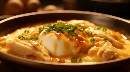 Close-Up of Soft Egg and Chicken Texture