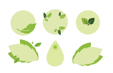 Eco Leaf Icons – Green Nature Elements and Eco-Friendly Symbols