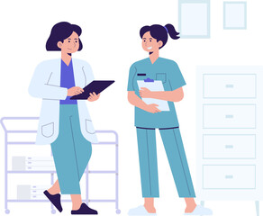 Medical Hospital Doctor Nurse Medicine Health Care Character Illustration Cartoon Profession Teamwork Specialist Clinic Job Team Staff People Career Paramedic