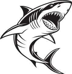 Obraz premium Bold Shark Vector Illustration Aggressive Black and White Marine Design | Shark Vector