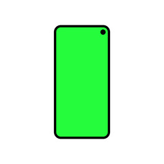 Smartphone with green screen vector illustration. phone device mockup for design and editing. ui app demonstration mockup	
