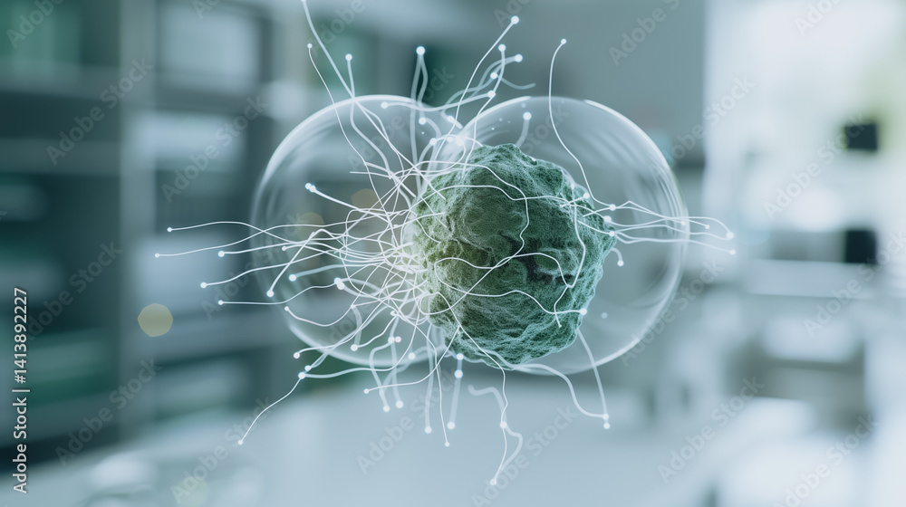 Poster microscopic cell division: an artful, close-up visual captures the dynamic and intricate process of 